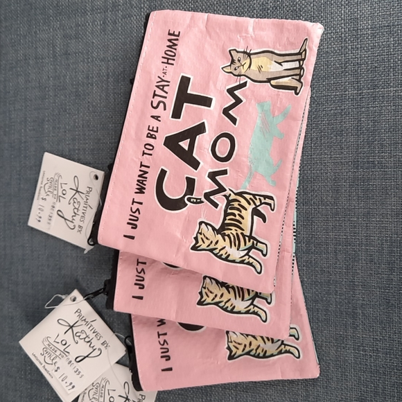 Primitives by Kathy Handbags - Fun Funny Cat Mom Coin Purse Bag Wallet Pouch Bulk 3 Pieces Crazy Cat Lady Gift